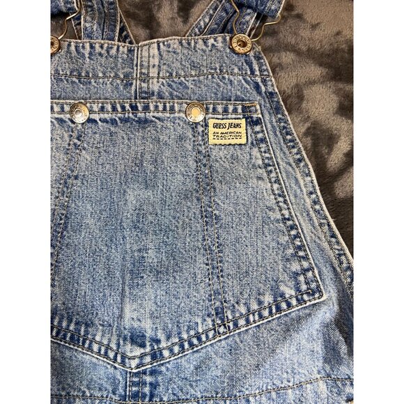 Guess Jeans Women's Vintage Denim Overalls Light Wash Adjustable Straps Button - Picture 5 of 14